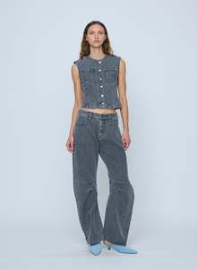 Last Ones: Wynn Hamlyn | Molly Denim Top - Grey