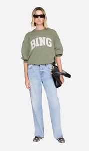 Green: Anine Bing | Trenton Sweatshirt Bing - Washed Olive