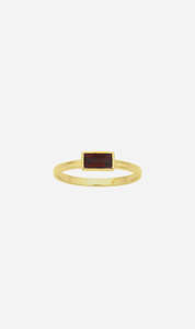 Womens Jewellery: Zoe & Morgan | Mon Petit Stacking Ring - Gold/Baguette Garnet
