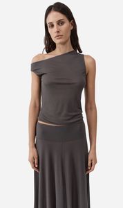 St Agni: St Agni | Fine Jersey Asymm Top - Soot
