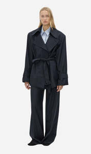 Camilla and Marc | Brody Short Trench Coat - French Navy Stripe