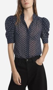 Frame Denim: Frame Denim | The Tie Print Gillian Top - Navy Multi