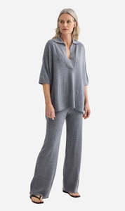 Laing: Laing | Wide Leg Knit Pant - Grey Marle