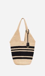 The Bag Collector: Anine Bing | Leah Stripes Hobo Raphia - Black & Natural