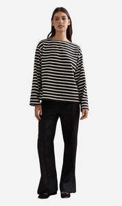 Caitlin Crisp: Caitlin Crisp | Marina Boat Neck - Black Stripe