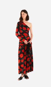 Sale Dresses 1: Farm Rio | One Shoulder Midi - Latin Roses Black