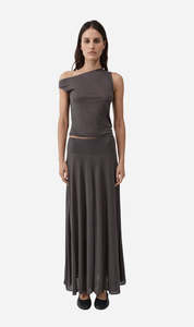 St Agni: St Agni | Fluid Jersey Skirt - Soot