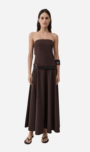 St Agni: St Agni | Strapless Rouleau Dress - Bark