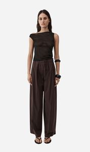 St Agni: St Agni | Relaxed Pleat Pants - Bark