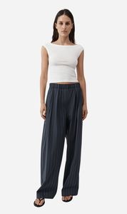 St Agni: St Agni | Stripe Relaxed Pleat Pants - Ink Stripe