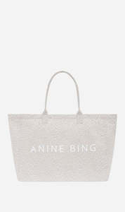 Handbags And Wallets: Anine Bing | Leo Canvas Tote - Washed White Leopard