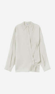 Fresh Is Best: Silk Laundry | Wool Silk Cross Over Shirt - Off White