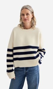 Laing: Laing | Oversized Stripe Crew - Ivory / Midnght