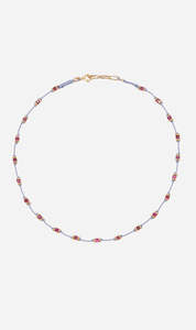 Tityaravy | Lotus Necklace 6096 - Lilac Thread / Pink Ruby