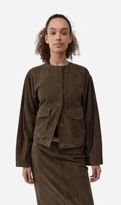 St Agni | Suede Utility Cocoon Bomber - Khaki