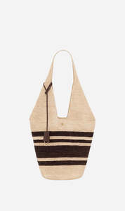 Anine Bing | Leah Stripes Hobo Raphia - Natural/Brown