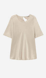 Silk Laundry: Silk Laundry | Short Sleeve Bias Top - Hazelnut