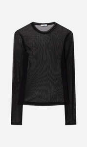 Silk Laundry | Mesh Long Sleeve Top - Black