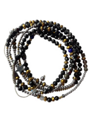 Black faceted tourmaline wrap bracelet