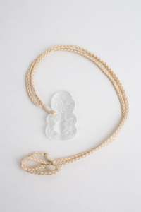 Hei Tiki Jewellery Nz: Hei tiki White Chrysoberyl Catseye pendant on handwoven strand