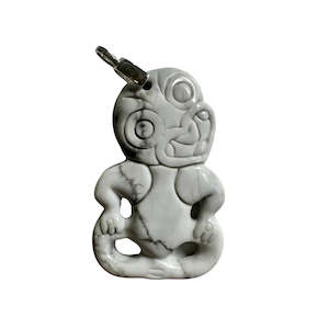 White & Grey Howlite Hei Tiki Necklace
