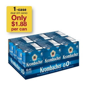 24 cans of Beer Pilsner Krombacher 0% 4-pack Can 500ml