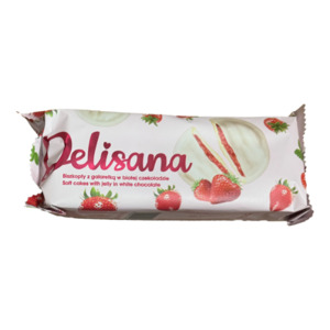 Chocolate & Sweets: CLEARANCE - Biscuits Jaffa Strawberry Jelly in White Chocolate Delisana 135g