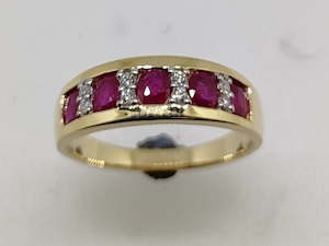 Diamond Rings: 9ct Ruby & Diamond Ring 0.10pts tdw 5RIN0092RUDI