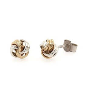 9ct Gold Earings: 9ct-S/S Stud Earing CAB19Y9STG
