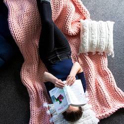 Products: Chunky Knit Weighted Blanket - Pink
