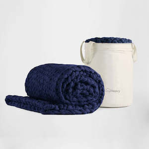 Chunky Knit Weighted Blanket - Blue