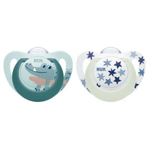 NUK - Star Silicone Soother Twin Pack | Day & Night