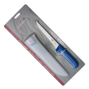Victorinox Boning Knife, 15cm Narrow Blade, Blue Handle and Sheath