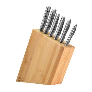 Chef Knives: Global Kyoto 7 Piece Knife Block Set - Bamboo