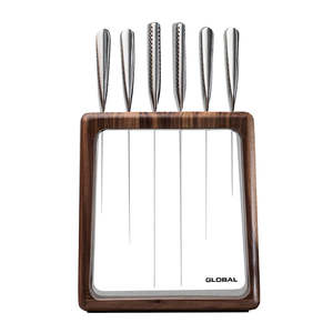 Chef Knives: Global Hashira 7 Piece Knife Block Set - Walnut