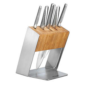 Chef Knives: Global Katana 6 Piece Knife Block Set - Bamboo