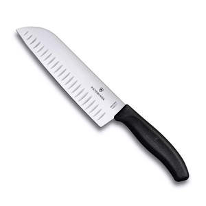 Santoku Knives: Victorinox Santoku Knife 17cm Fluted Classic - Black
