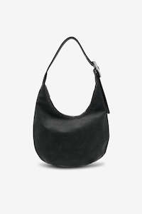 Brie Leon: Brie Leon Everyday Croissant Bag - Black Corn Leather