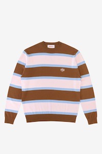 Checks Downtown: Checks Border Stripe Crewneck - Multi