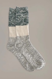 Mens Socks 1: Just Another Fisherman Port Socks - Green/Beige/Grey
