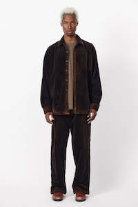 Beach Brains: Beach Brains Cord LS Shirt - Washed Brown