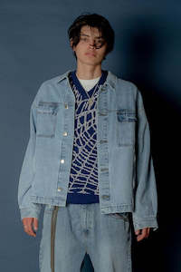 Beach Brains: Beach Brains Denim Jacket - Washed Blue
