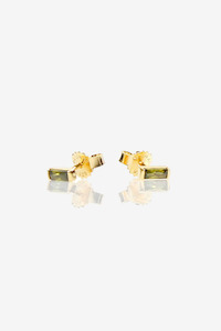 Earrings: La Tribe Mini Stud - Gold / Olive