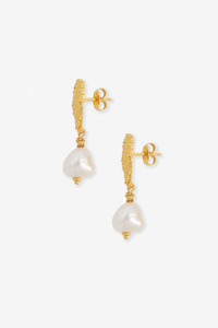 Earrings: La Tribe Tear Drop Small - Gold