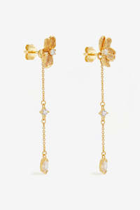 By Charlotte: By Charlotte Serene Lotus Chain Earrings - Gold