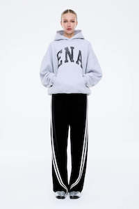 Womens Sweats Hoodies: Ena Pelly Collegiate Oversized Hood - Grey
