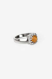 Stolen Girlfriends Club Baby Claw Ring - Silver Orange Citrine