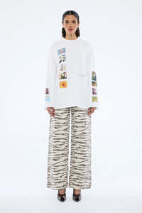 Ena Pelly: Ena Pelly Tiled Floral LS Tee - White