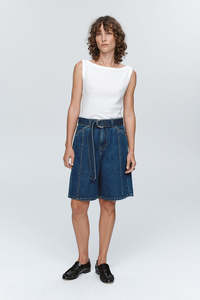 Shorts Womens Mens: Marle Belted Jean Short - Washed Indigo