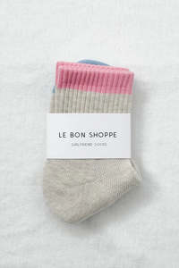 Le Bon Shoppe Color Block Girlfriend Socks - Grey Pink